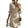 imageDokotoo Fall Dresses for Women 2025 Trendy V Neck Knit A Line Long Sleeve Dress Sweater DressA1 Apricot