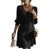 imageDokotoo Fall Dresses for Women 2025 Trendy V Neck Knit A Line Long Sleeve Dress Sweater DressA1 Black