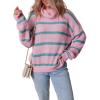 imageDokotoo Sweaters for Women Casual Long Sleeve Turtleneck Knit Striped Color Block Loose Pullover Jumpers Tops