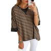 imageDokotoo Tops for Women Striped 2025 Fashion T Shirts for Women Color Block Crewneck Design Loose Basic TeeKhaki Strip 9