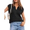 imageDokotoo VNeck Lapel Collar Cable Knit Vest Top for Women  Spring Outfits 2025Black