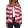 imageDokotoo Womens 2025 Fashion Casual Crew Neck Open Front Long Sleeve Chunky Knit Striped Cardigans Sweaters Outerwear CoatsRose Stripe