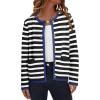 imageDokotoo Womens 2025 Fashion Casual Crew Neck Open Front Long Sleeve Chunky Knit Striped Cardigans Sweaters Outerwear CoatsWhite Stripe