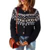 imageDokotoo Womens Cardigans Casual Long Sleeve Chunky Knit Fall Winter Button Down Fair Isle Cardigan SweatersBlack
