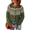 imageDokotoo Womens Cardigans Casual Long Sleeve Chunky Knit Fall Winter Button Down Fair Isle Cardigan SweatersGreen