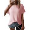 imageDokotoo Womens Casual Boat Neck Short Sleeve Waffle Knit Shirts Loose Summer Tunic Tops BlousesLight Pink