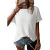 imageDokotoo Womens Casual Boat Neck Short Sleeve Waffle Knit Shirts Loose Summer Tunic Tops BlousesWhite