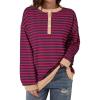 imageDokotoo Womens Casual Crewneck Color Block Striped Oversized Sweatshirt Long Sleeve Shirts Tunic TopsRed