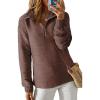 imageDokotoo Womens Casual Half Zip Long Sleeve Pullover Shirts Solid Color Textured Sweatshirt Tunic TopsRed Sandalwood