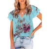 imageDokotoo Womens Casual V Neck Tops Drawstring Short Sleeve T Shirt BlousesB1 Blue