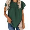 imageDokotoo Womens Crewneck Lace Crochet Pom Pom Flowy Short Sleeve Casual Shirts Blouses TopsC Green