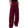 imageDokotoo Womens High Waisted Wide Leg Cargo Pants Baggy Casual Trendy Work Pants with 4 PocketsBurgundy