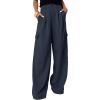 imageDokotoo Womens High Waisted Wide Leg Cargo Pants Baggy Casual Trendy Work Pants with 4 PocketsGray B