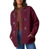 imageDokotoo Womens Long Sleeve Jackets Fashion Faux Shearling Oversized Color Block Button Sherpa Jacket CoatsRed