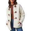 imageDokotoo Womens Long Sleeve Jackets Fashion Faux Shearling Oversized Color Block Button Sherpa Jacket CoatsWhite