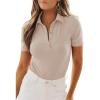 imageDokotoo Womens Polo Shirts Short Sleeve Collared V Neck T Shirts Summer Blouses Business Casual TopsBeige