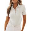 imageDokotoo Womens Polo Shirts Short Sleeve Collared V Neck T Shirts Summer Blouses Business Casual TopsWhite