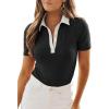 imageDokotoo Womens Polo Shirts Short Sleeve Collared V Neck T Shirts Summer Blouses Business Casual TopsWhite Neck