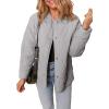 imageDokotoo Womens Quilted Lightweight Jackets Button Down Puffer Jacket Coats Padded Outwear with PocketsGray