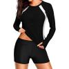 imageDokotoo Womens Rash Guard Long Sleeve Sun Protection Swim Shirts Swim Top 14 Zip Summer Quick Dry Surf ShirtsBlack