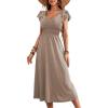 imageDokotoo Womens Ruffle Short Sleeve High Waisted Midi Dress 2025 Spring Summer Casual Crewneck ALine DressGoat