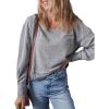 imageDokotoo Womens Spring Outfits V Neck Waffle Knit Tops Cropped Sweaters Long Sleeve Pullover Crop TopGray