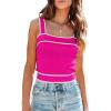 imageDokotoo Womens Square Neck Knit Crop Tank Tops 2025 Slim Fit Y2K Color Block Sleeveless Cami ShirtsHot Pink