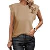 imageDokotoo Womens Studded Short Sleeve Tops Summer Casual Knit Solid Crew Neck Shirts BlousesLight French Beige