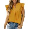 imageDokotoo Womens Summer Tops Dressy Casual V Neck Ruffle Short Sleeve Solid Blouses TopsYellow