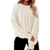 imageDokotoo Womens Sweaters Crewneck Long Sleeve Cable Knit Chunky Sweater Tops Fashion 2025 Fall OutifitsApricot