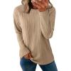 imageDokotoo Womens Tops Long Sleeve Lightweight Shirts 2025 Fall Fashion Clothing Trendy Tops Crewneck Knit Basic TeeA Khaki