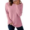 imageDokotoo Womens Tops Long Sleeve Lightweight Shirts 2025 Fall Fashion Clothing Trendy Tops Crewneck Knit Basic TeeA Pink
