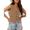 imageDokotoo Womens Vest Dressy Casual VNeck ButtonDown Lined Suit Jacket Waistcoat Versatile VestsBrown
