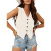 imageDokotoo Womens Vest Dressy Casual VNeck ButtonDown Lined Suit Jacket Waistcoat Versatile VestsWhite