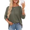imageDokotoo Womens Waffle Knit Tops 2025 Oversized Long Sleeve Shirts Crewneck Dressy Casual Blouses Fall OutfitsMoss Green