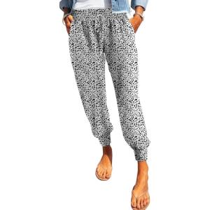 imageDokotoo Womens 2025 Soft Casual Drawstring Tie Elastic Waist Loose Jogger Pants with PocketsC Leopard
