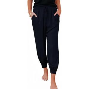 imageDokotoo Womens 2025 Soft Casual Drawstring Tie Elastic Waist Loose Jogger Pants with PocketsC Royal Blue