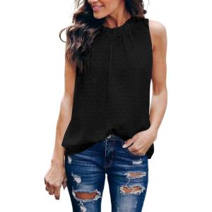 imageDokotoo Womens Casual Sleeveless Shirts Halter Neck Leopard Print Tank Top and BlousesA2 Black