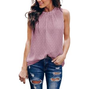 imageDokotoo Womens Casual Sleeveless Shirts Halter Neck Leopard Print Tank Top and BlousesA2 Pink