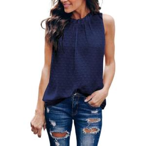 imageDokotoo Womens Casual Sleeveless Shirts Halter Neck Leopard Print Tank Top and BlousesA2 Royal Blue