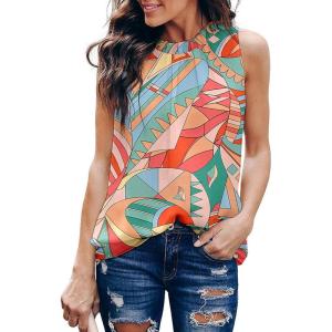 imageDokotoo Womens Casual Sleeveless Shirts Halter Neck Leopard Print Tank Top and BlousesPink 2