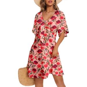 imageDokotoo Womens Dresses 2025 Summer Fall Deep V Neck Elegant Bow tie Mini Dress SXLMulticoloured D