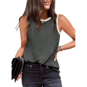 imageDokotoo Womens Leopard Print Tank Tops Crewneck Sleeveless Summer Casual TShirts BlousesZ Gray