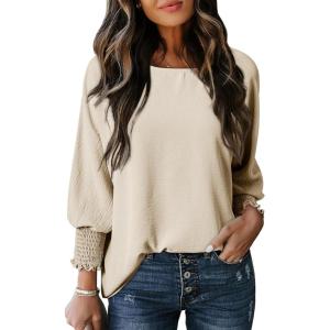 imageDokotoo Womens Tunic Top Plus Size Tops Dressy Casual Scoop Neck Babydoll Cute Tops Short Sleeve Shirts 2024 Spring Summer Top Oversized T Shirt Ladies Tops and Blouses for Women Apricot Small