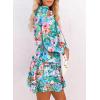 imageDokotoo Fall Dresses for Women 2025 Boho Floral Drawstring V Neck Smocked Long Sleeve Ruffle Tiered Chiffon Mini DressZ Print Floral 4