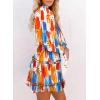 imageDokotoo Fall Dresses for Women 2025 Boho Floral Drawstring V Neck Smocked Long Sleeve Ruffle Tiered Chiffon Mini DressZ Print Multicolor 2