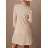imageDokotoo Fall Dresses for Women 2025 Crew Neck Long Sleeve A Line Shift Dress Solid Color Loose Fit Mini DressApricot