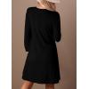 imageDokotoo Fall Dresses for Women 2025 Crew Neck Long Sleeve A Line Shift Dress Solid Color Loose Fit Mini DressBlack