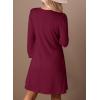imageDokotoo Fall Dresses for Women 2025 Crew Neck Long Sleeve A Line Shift Dress Solid Color Loose Fit Mini DressBurgundy