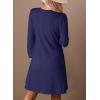 imageDokotoo Fall Dresses for Women 2025 Crew Neck Long Sleeve A Line Shift Dress Solid Color Loose Fit Mini DressNavy Blue